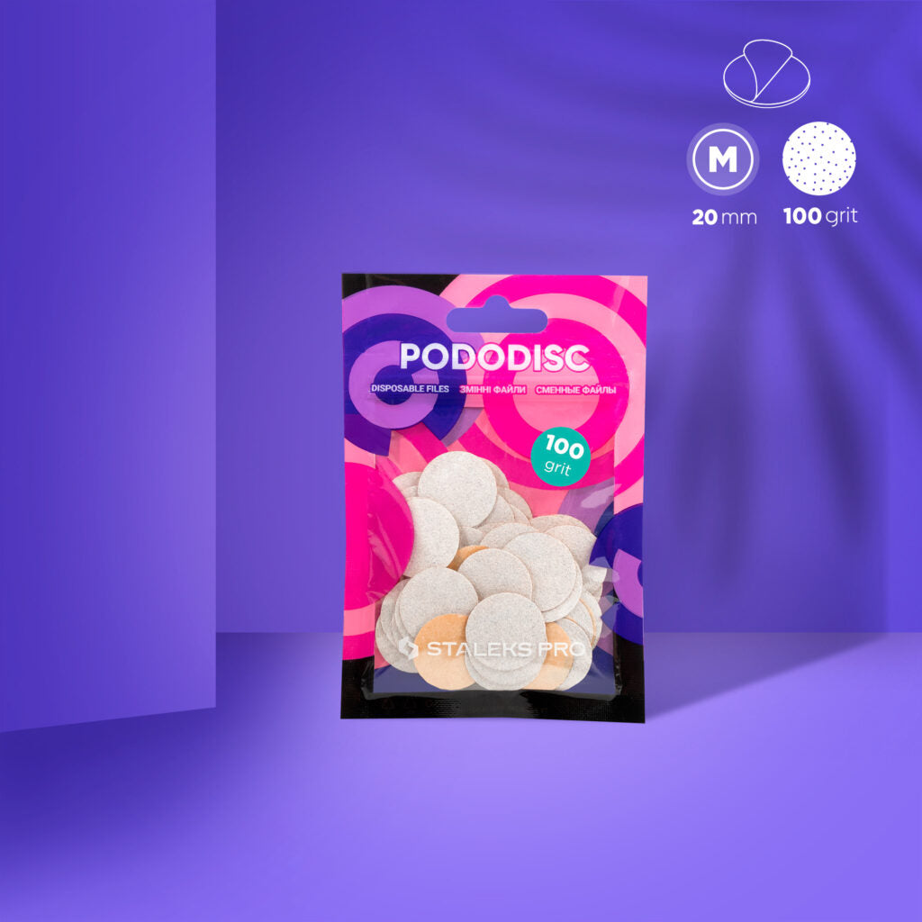 Staleks Disposable White Files for PODODISC M EXPERT 100 Grit (50 pcs, 20 mm)