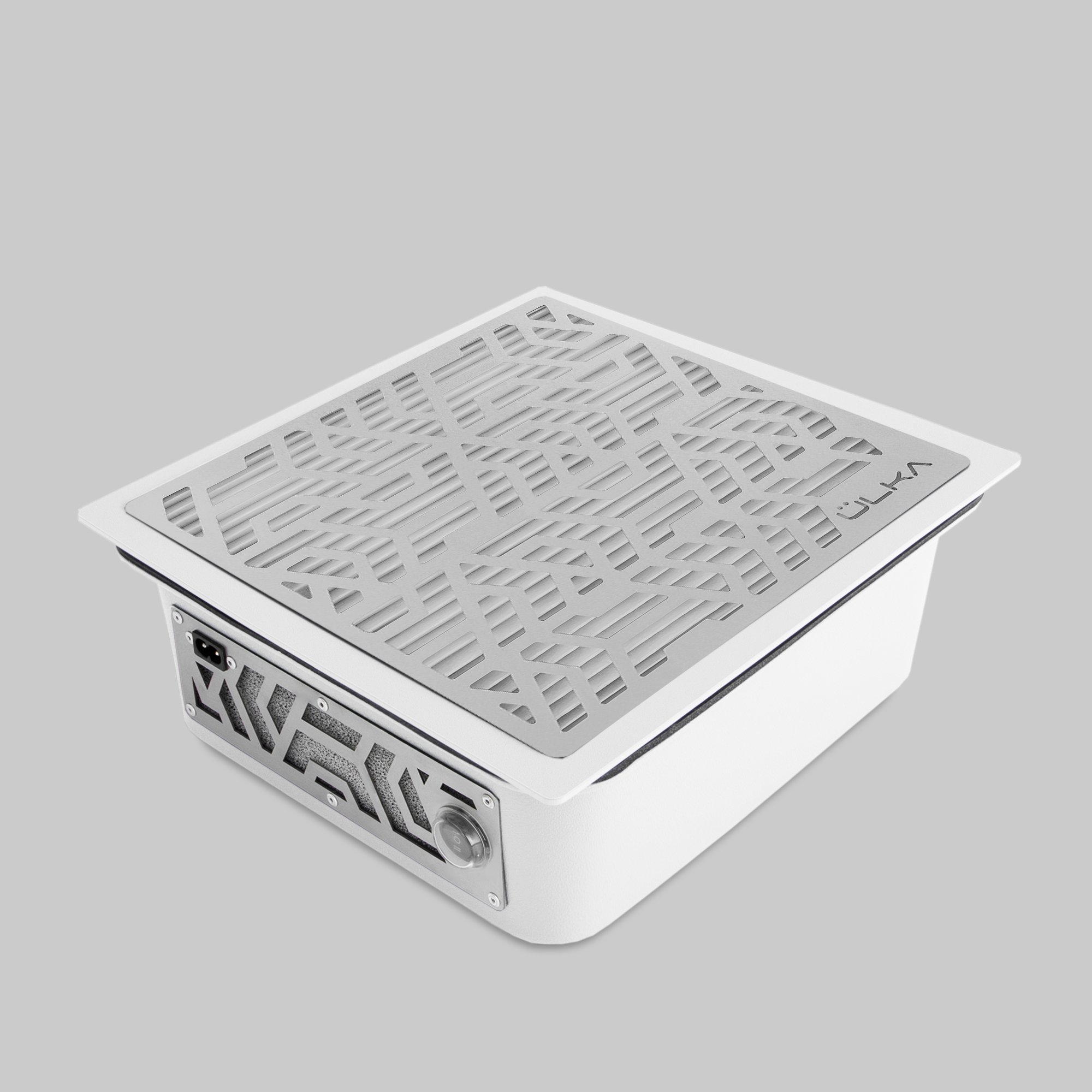 ÜLKA Premium Built-in White Manicure Dust Collector – Ultra-Slim Professional Table Vacuum | 52W Dual-Speed | Space-Saving Nail Suction for Salons
