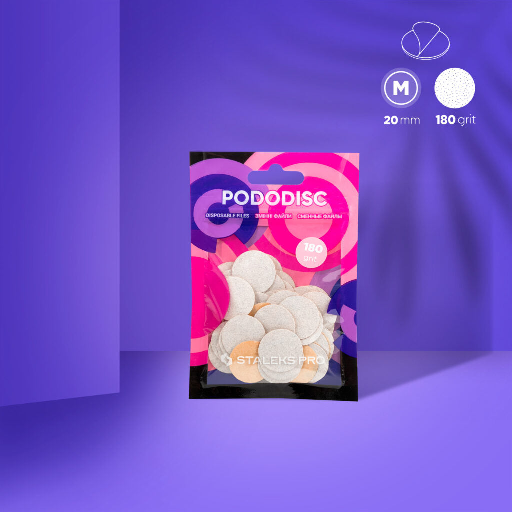 Staleks Disposable White Files for PODODISC M EXPERT 180 Grit (50 pcs, 20 mm)