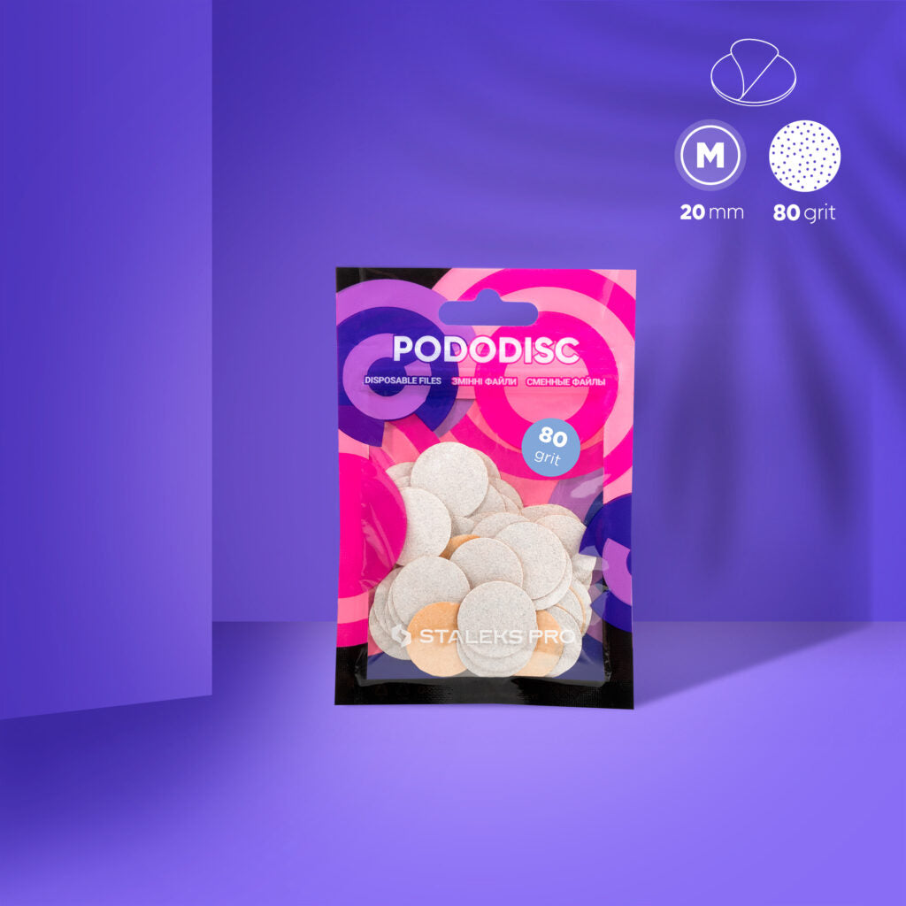 Staleks Disposable White Files for PODODISC M EXPERT 80 Grit (50 pcs, 20 mm)