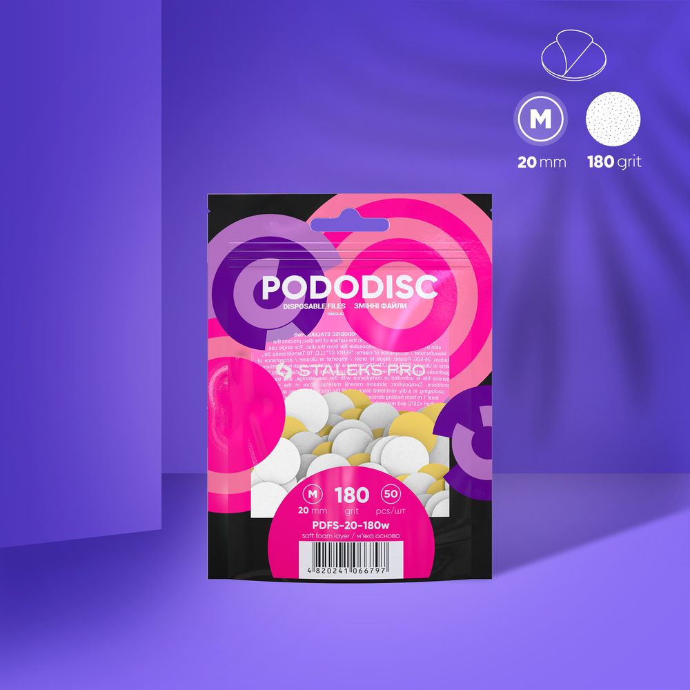 Staleks Disposable White Files on Soft Foam Layer for PODODISC M EXPERT 180 Grit (50 pcs)