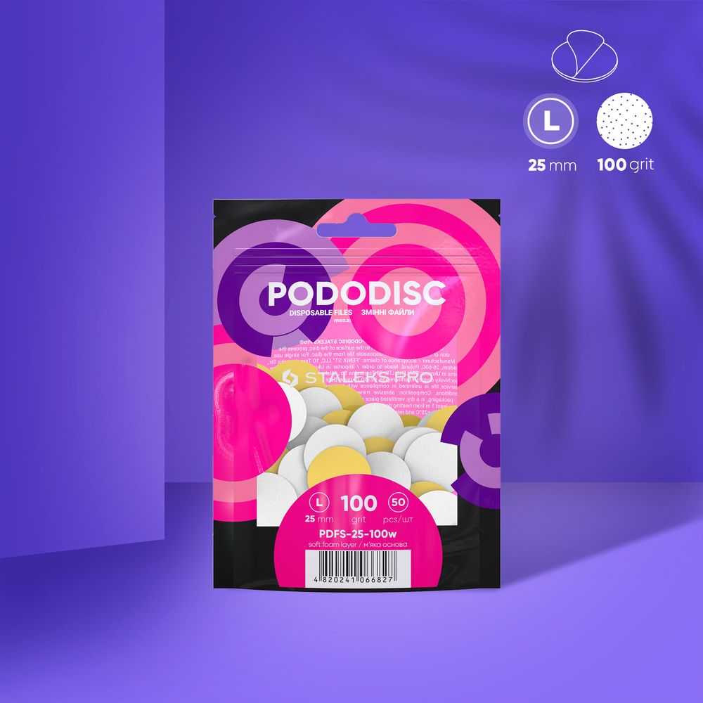 Staleks Disposable White Files on Soft Foam Layer for PODODISC L EXPERT 100 Grit (50 pcs)